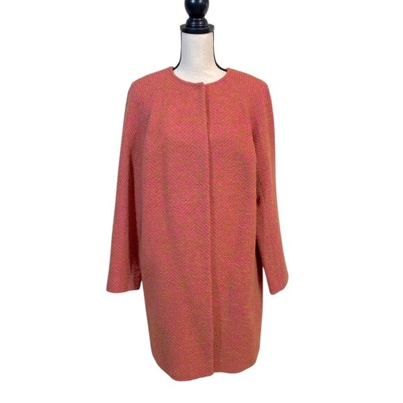 Boden Jackets & Blazers - Boden Sienna Herringbone Coat Pink Tan Tweed Classic Fall Winter Topper Size 10